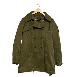 GUESS | Womens Green Army Military Style Trench Coat Medium Spring Fall​​